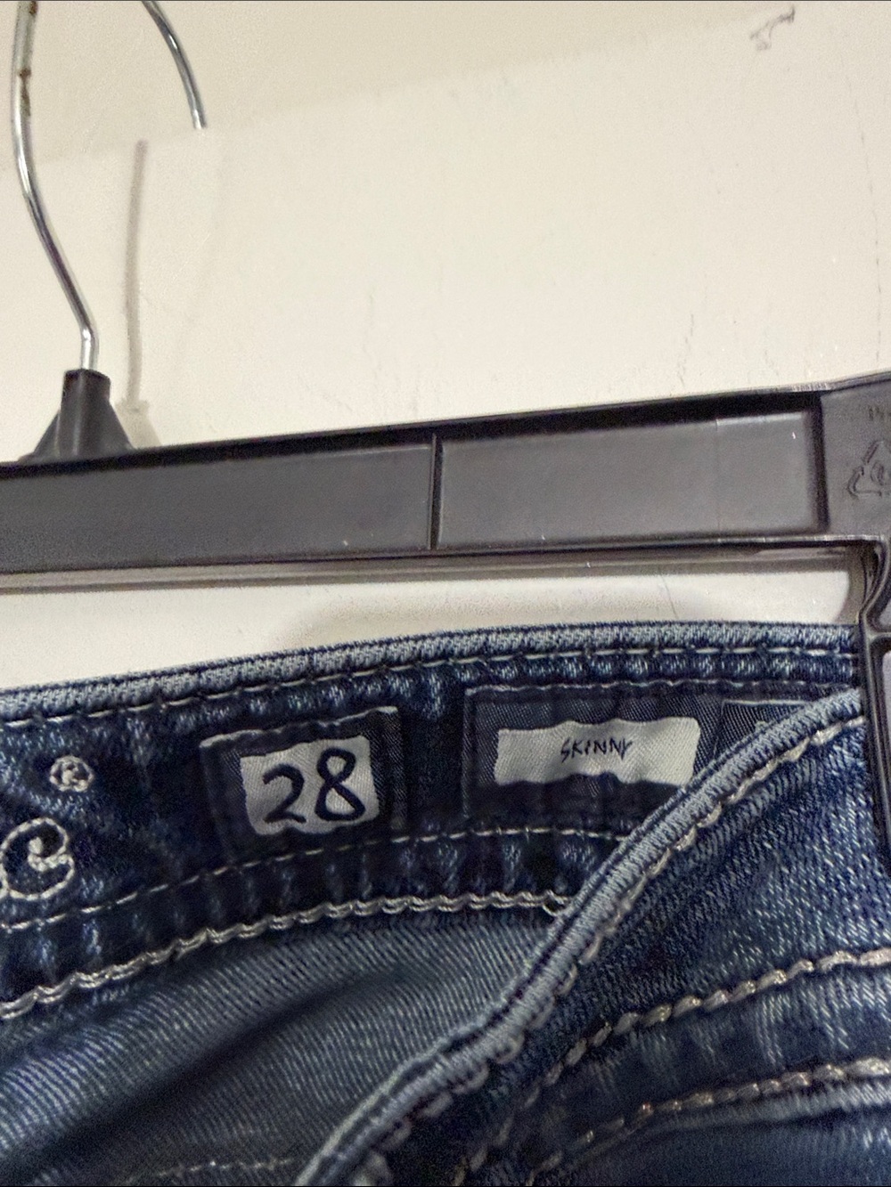 Miss Me Blue Faded Skinny Jeans with Contrast Stitching EUC - Picture 3 of 4